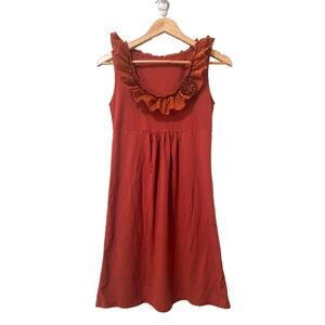 J. Crew Women's Rust Orange Sleeveless Ruffle Rosette Mini Dress Preppy Boho XS